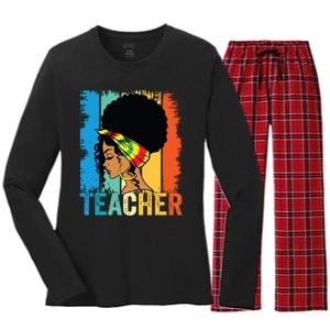 Black Teacher Juneteenth 2024 Afro Woman Black History Month Women's Long Sleeve Flannel Pajama Set 