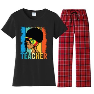 Black Teacher Juneteenth 2024 Afro Woman Black History Month Women's Flannel Pajama Set