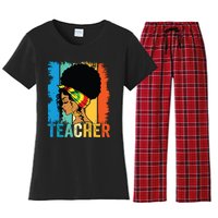 Black Teacher Juneteenth 2024 Afro Woman Black History Month Women's Flannel Pajama Set