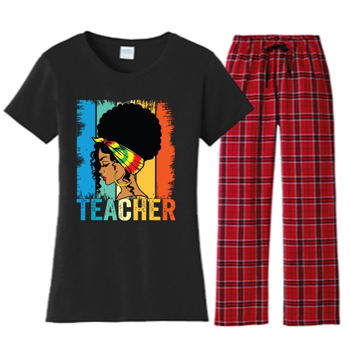 Black Teacher Juneteenth 2024 Afro Woman Black History Month Women's Flannel Pajama Set