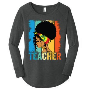 Black Teacher Juneteenth 2024 Afro Woman Black History Month Women's Perfect Tri Tunic Long Sleeve Shirt