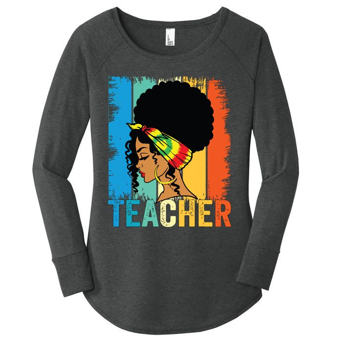 Black Teacher Juneteenth 2024 Afro Woman Black History Month Women's Perfect Tri Tunic Long Sleeve Shirt