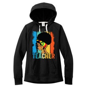 Black Teacher Juneteenth 2024 Afro Woman Black History Month Women's Fleece Hoodie