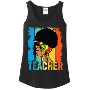 Black Teacher Juneteenth 2024 Afro Woman Black History Month Ladies Essential Tank