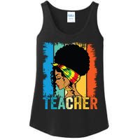 Black Teacher Juneteenth 2024 Afro Woman Black History Month Ladies Essential Tank