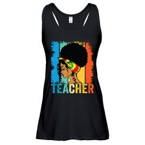 Black Teacher Juneteenth 2024 Afro Woman Black History Month Ladies Essential Flowy Tank