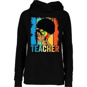 Black Teacher Juneteenth 2024 Afro Woman Black History Month Womens Funnel Neck Pullover Hood