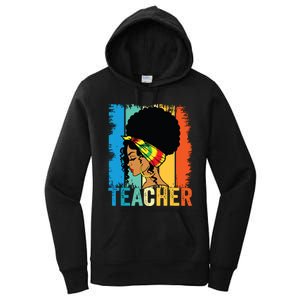 Black Teacher Juneteenth 2024 Afro Woman Black History Month Women's Pullover Hoodie