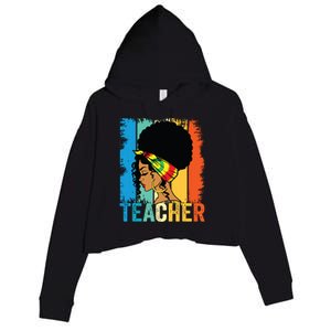 Black Teacher Juneteenth 2024 Afro Woman Black History Month Crop Fleece Hoodie