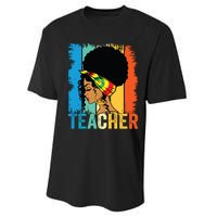 Black Teacher Juneteenth 2024 Afro Woman Black History Month Performance Sprint T-Shirt