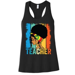 Black Teacher Juneteenth 2024 Afro Woman Black History Month Women's Racerback Tank