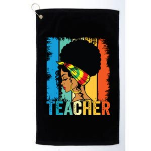 Black Teacher Juneteenth 2024 Afro Woman Black History Month Platinum Collection Golf Towel