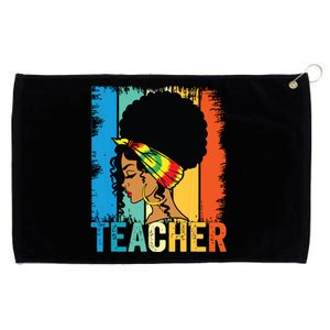 Black Teacher Juneteenth 2024 Afro Woman Black History Month Grommeted Golf Towel