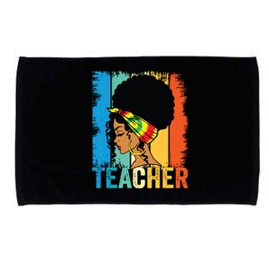 Black Teacher Juneteenth 2024 Afro Woman Black History Month Microfiber Hand Towel