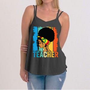 Black Teacher Juneteenth 2024 Afro Woman Black History Month Women's Strappy Tank