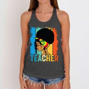 Black Teacher Juneteenth 2024 Afro Woman Black History Month Women's Knotted Racerback Tank