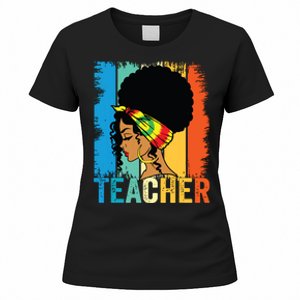 Black Teacher Juneteenth 2024 Afro Woman Black History Month Women's T-Shirt