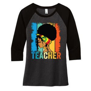 Black Teacher Juneteenth 2024 Afro Woman Black History Month Women's Tri-Blend 3/4-Sleeve Raglan Shirt