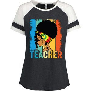 Black Teacher Juneteenth 2024 Afro Woman Black History Month Enza Ladies Jersey Colorblock Tee