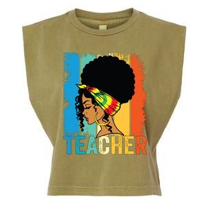 Black Teacher Juneteenth 2024 Afro Woman Black History Month Garment-Dyed Women's Muscle Tee