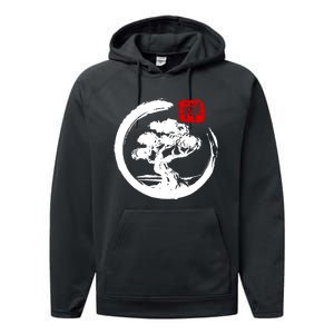 Bonsai Tree Japanese Calligraphy Bonsai Performance Fleece Hoodie