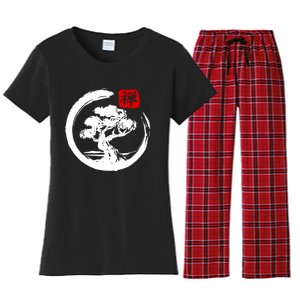 Bonsai Tree Japanese Calligraphy Bonsai Women's Flannel Pajama Set