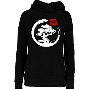 Bonsai Tree Japanese Calligraphy Bonsai Womens Funnel Neck Pullover Hood