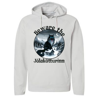 Beware The Jolakotturinn Yule Cat Icelandic Christmas Norse Performance Fleece Hoodie