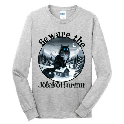 Beware The Jolakotturinn Yule Cat Icelandic Christmas Norse Tall Long Sleeve T-Shirt