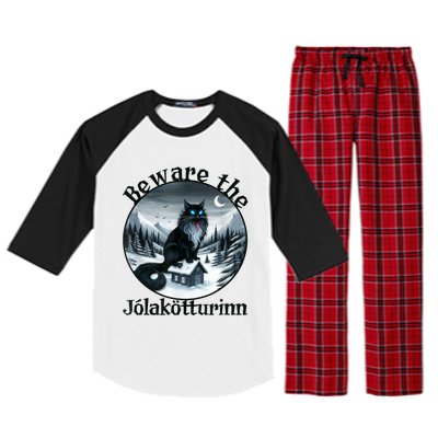 Beware The Jolakotturinn Yule Cat Icelandic Christmas Norse Raglan Sleeve Pajama Set