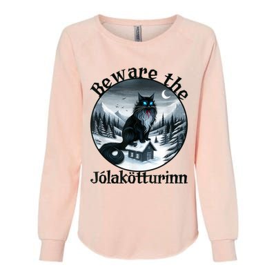 Beware The Jolakotturinn Yule Cat Icelandic Christmas Norse Womens California Wash Sweatshirt