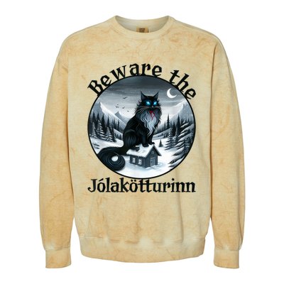 Beware The Jolakotturinn Yule Cat Icelandic Christmas Norse Colorblast Crewneck Sweatshirt