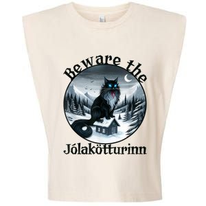 Beware The Jolakotturinn Yule Cat Icelandic Christmas Norse Garment-Dyed Women's Muscle Tee