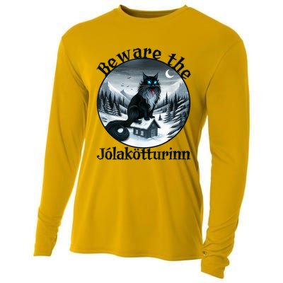 Beware The Jolakotturinn Yule Cat Icelandic Christmas Norse Cooling Performance Long Sleeve Crew