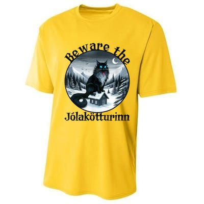 Beware The Jolakotturinn Yule Cat Icelandic Christmas Norse Performance Sprint T-Shirt