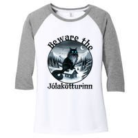 Beware The Jolakotturinn Yule Cat Icelandic Christmas Norse Women's Tri-Blend 3/4-Sleeve Raglan Shirt