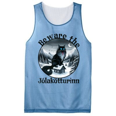 Beware The Jolakotturinn Yule Cat Icelandic Christmas Norse Mesh Reversible Basketball Jersey Tank