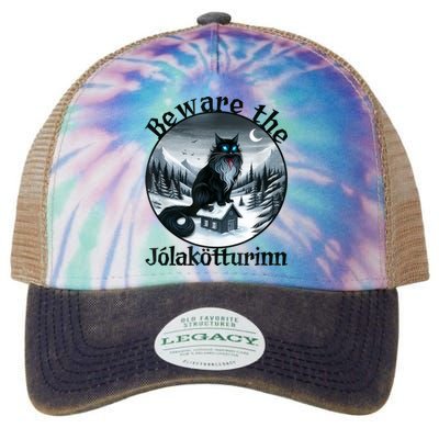 Beware The Jolakotturinn Yule Cat Icelandic Christmas Norse Legacy Tie Dye Trucker Hat