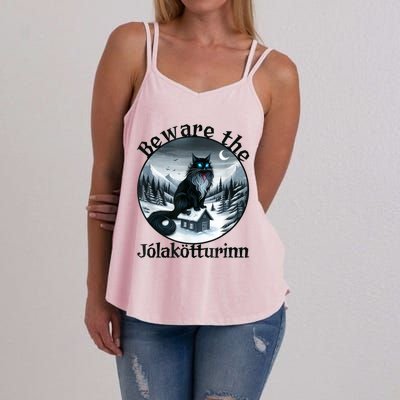 Beware The Jolakotturinn Yule Cat Icelandic Christmas Norse Women's Strappy Tank