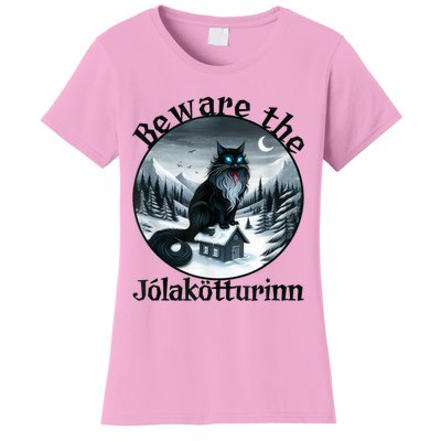 Beware The Jolakotturinn Yule Cat Icelandic Christmas Norse Women's T-Shirt