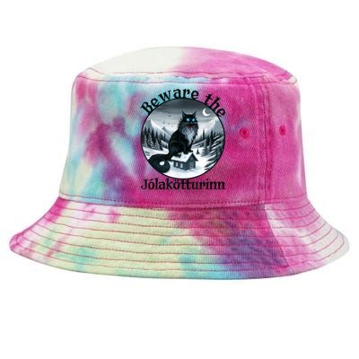 Beware The Jolakotturinn Yule Cat Icelandic Christmas Norse Tie-Dyed Bucket Hat