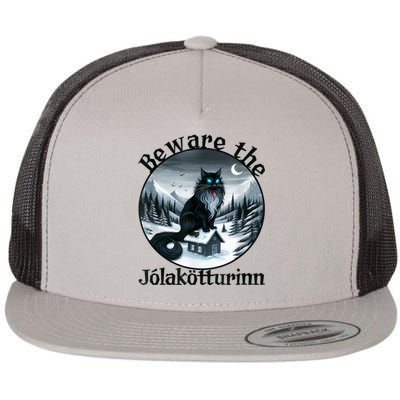 Beware The Jolakotturinn Yule Cat Icelandic Christmas Norse Flat Bill Trucker Hat