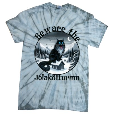 Beware The Jolakotturinn Yule Cat Icelandic Christmas Norse Tie-Dye T-Shirt