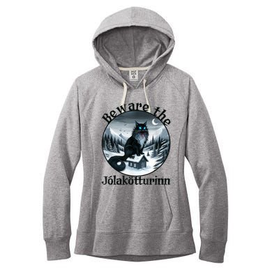 Beware The Jolakotturinn Yule Cat Icelandic Christmas Norse Women's Fleece Hoodie