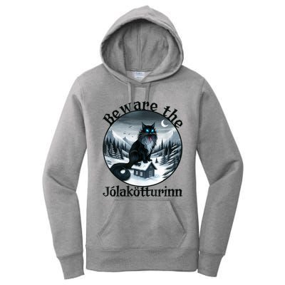 Beware The Jolakotturinn Yule Cat Icelandic Christmas Norse Women's Pullover Hoodie