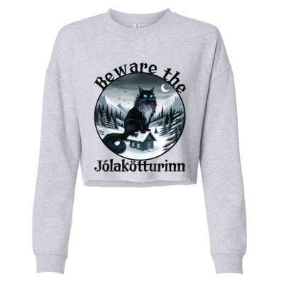 Beware The Jolakotturinn Yule Cat Icelandic Christmas Norse Cropped Pullover Crew