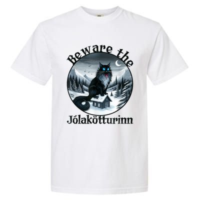 Beware The Jolakotturinn Yule Cat Icelandic Christmas Norse Garment-Dyed Heavyweight T-Shirt