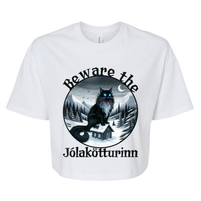 Beware The Jolakotturinn Yule Cat Icelandic Christmas Norse Bella+Canvas Jersey Crop Tee