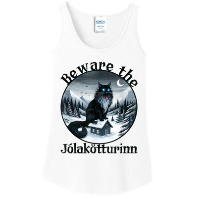 Beware The Jolakotturinn Yule Cat Icelandic Christmas Norse Ladies Essential Tank