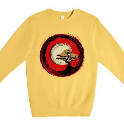 Bonsai Tree Japanese Chinese Zen Enso Circle Buddhist Yoga Funny Gift Premium Crewneck Sweatshirt